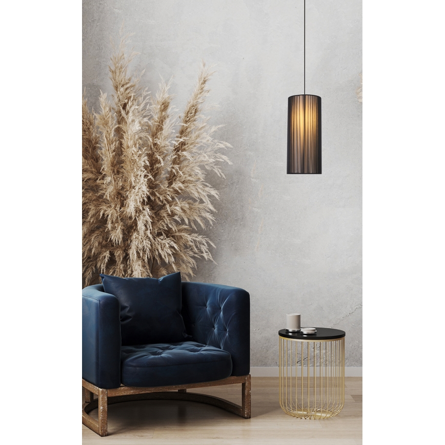 Lampadario a sospensione con filo KIOTO 1xE27/40W/230V diametro 18 cm nero/faggio