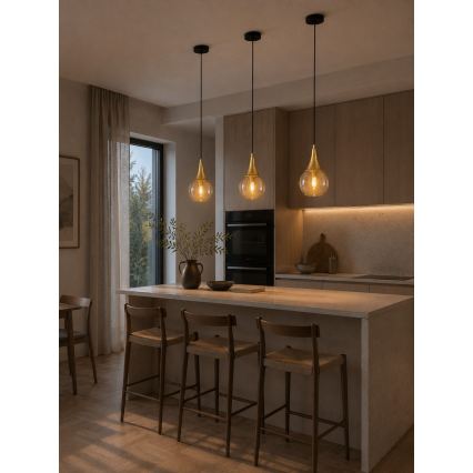 Lampadario a sospensione con filo LACRIMA HONEY 1xE27/60W/230V