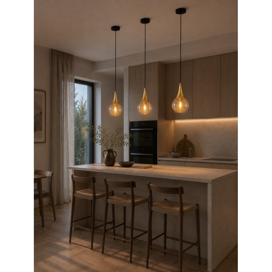 Lampadario a sospensione con filo LACRIMA HONEY 1xE27/60W/230V