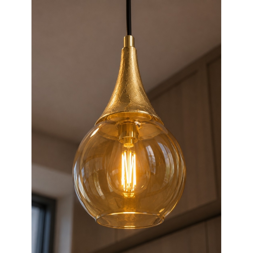 Lampadario a sospensione con filo LACRIMA HONEY 1xE27/60W/230V