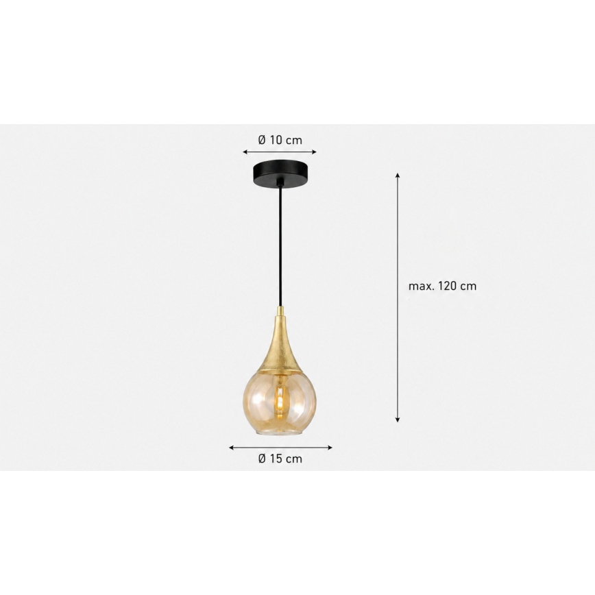 Lampadario a sospensione con filo LACRIMA HONEY 1xE27/60W/230V