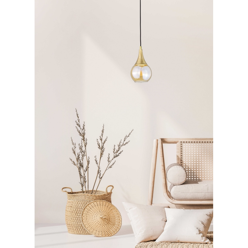 Lampadario a sospensione con filo LACRIMA HONEY 1xE27/60W/230V