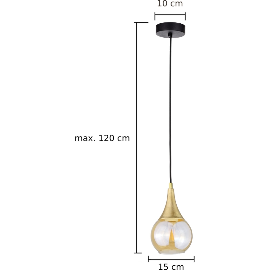 Lampadario a sospensione con filo LACRIMA HONEY 1xE27/60W/230V