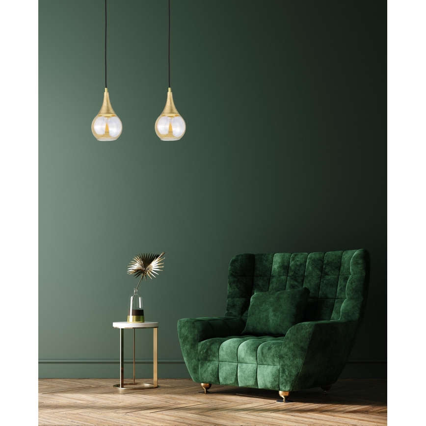 Lampadario a sospensione con filo LACRIMA HONEY 2xE27/60W/230V