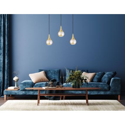 Lampadario a sospensione con filo LACRIMA HONEY 3xE27/60W/230V