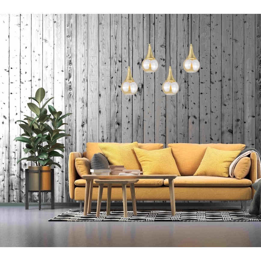 Lampadario a sospensione con filo LACRIMA HONEY 4xE27/60W/230V