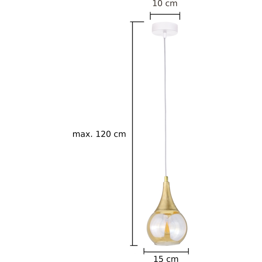 Lampadario a sospensione con filo LACRIMA WHITE 1xE27/60W/230V