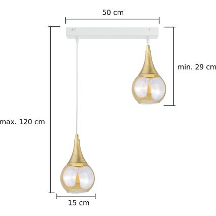 Lampadario a sospensione con filo LACRIMA WHITE 2xE27/60W/230V