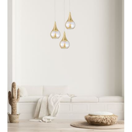 Lampadario a sospensione con filo LACRIMA WHITE 3xE27/60W/230V diametro 30 cm