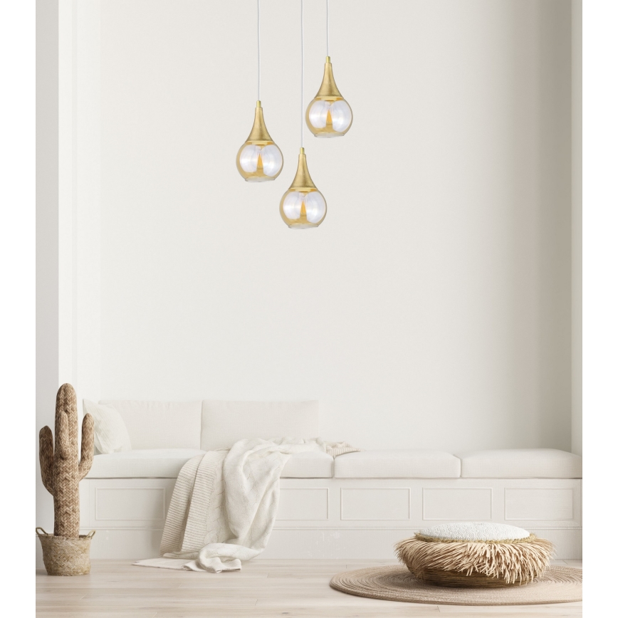 Lampadario a sospensione con filo LACRIMA WHITE 3xE27/60W/230V diametro 30 cm