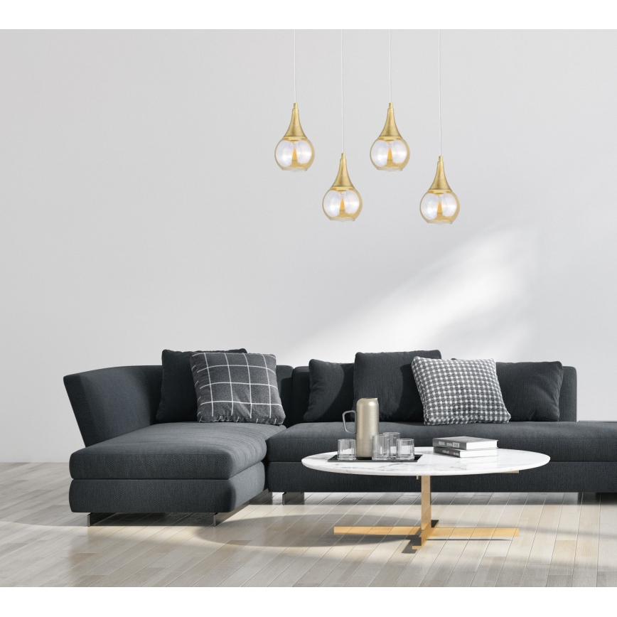 Lampadario a sospensione con filo LACRIMA WHITE 4xE27/60W/230V