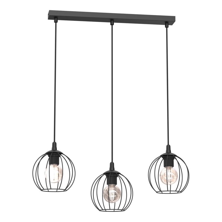 Lampadario a sospensione con filo LAPS 3xE27/15W/230W nero