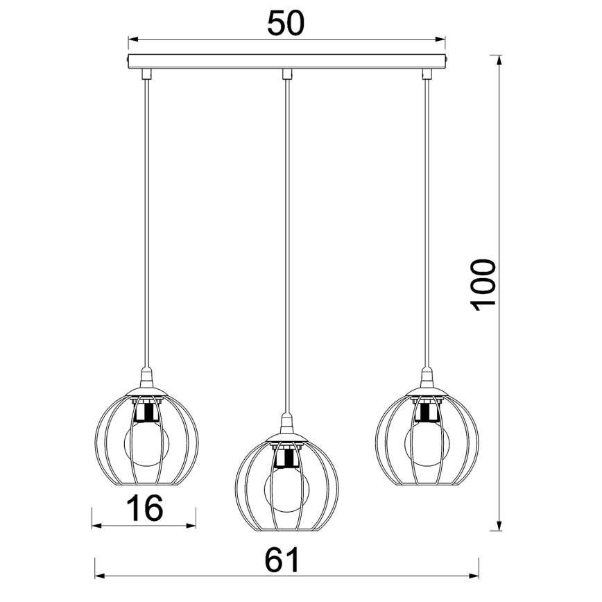 Lampadario a sospensione con filo LAPS 3xE27/15W/230W nero
