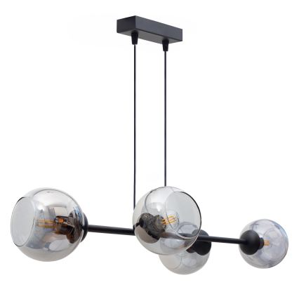 Lampadario a sospensione con filo LATIL 4xE27/60W/230V nero
