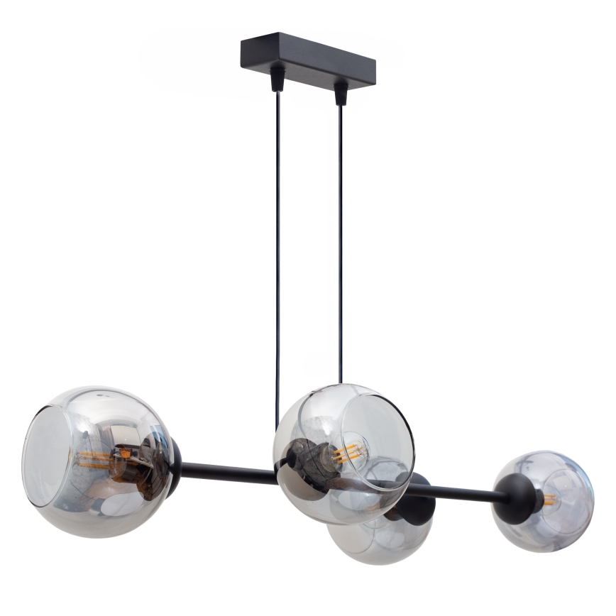Lampadario a sospensione con filo LATIL 4xE27/60W/230V nero