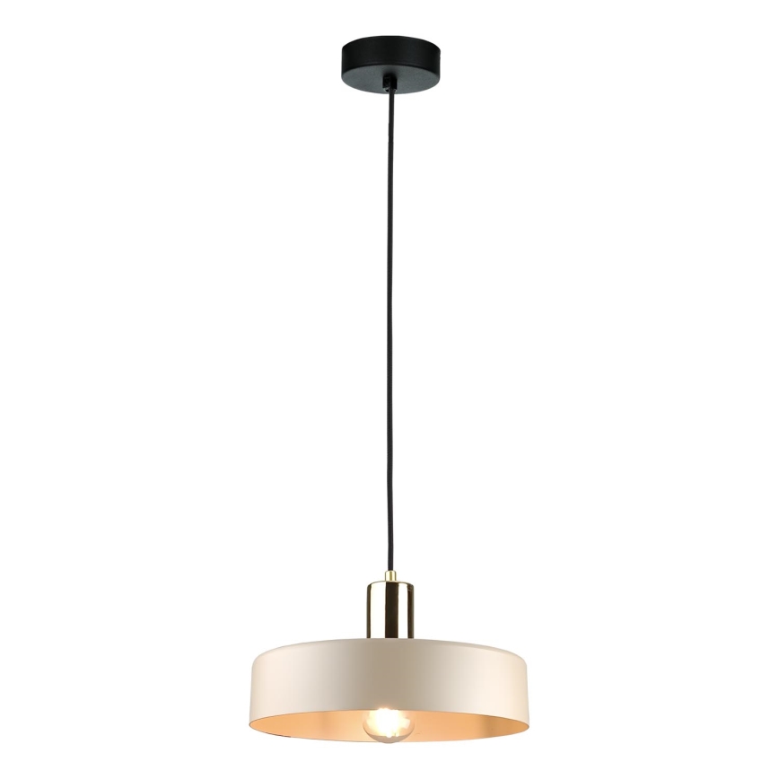 Lampadario a sospensione con filo LATTE 1xE27/60W/230V beige/nero/cromo lucido