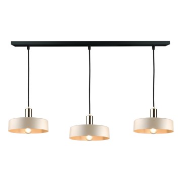 Lampadario a sospensione con filo LATTE 3xE27/60W/230V beige/nero/cromo lucido