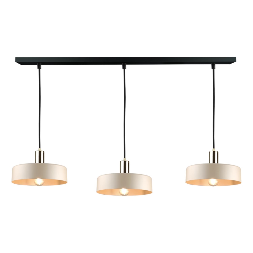 Lampadario a sospensione con filo LATTE 3xE27/60W/230V beige/nero/cromo lucido