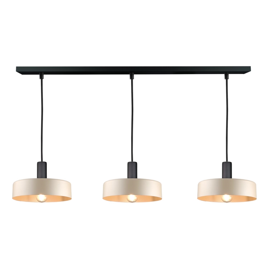 Lampadario a sospensione con filo LATTE 3xE27/60W/230V beige/nero
