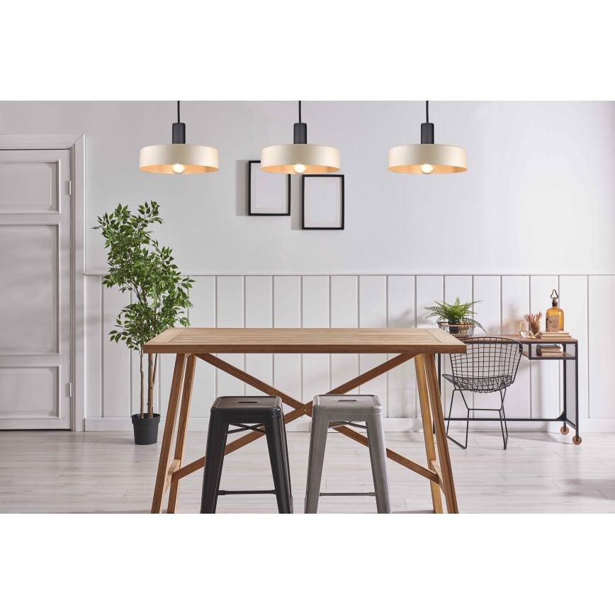 Lampadario a sospensione con filo LATTE 3xE27/60W/230V beige/nero
