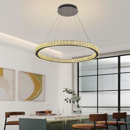 LED Dimmerabile cristallo lampadario su filo LED/100W/230V 3000-6500K argento + telecomando