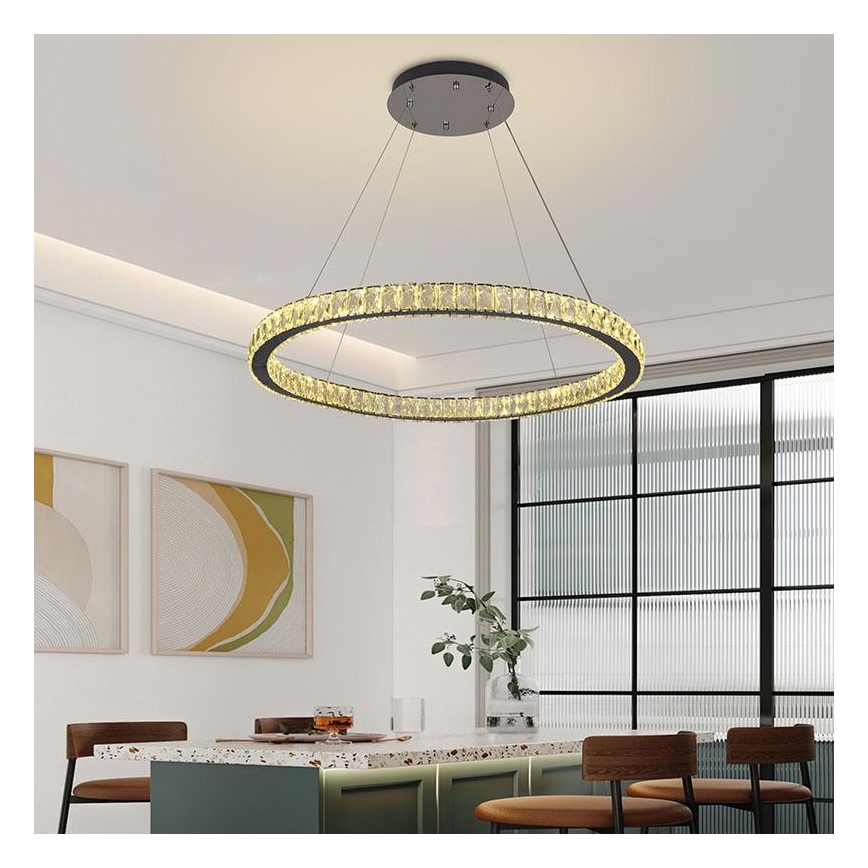 LED Dimmerabile cristallo lampadario su filo LED/100W/230V 3000-6500K argento + telecomando