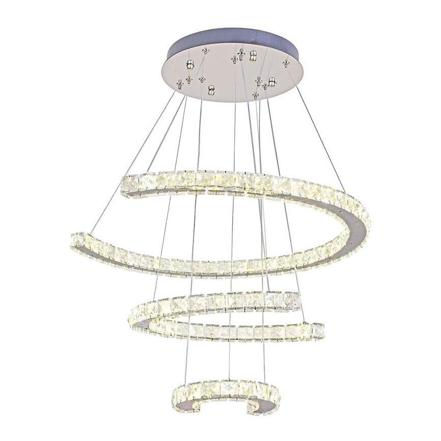 LED Dimmerabile cristallo lampadario su filo LED/100W/230V 3000-6500K argento + telecomando