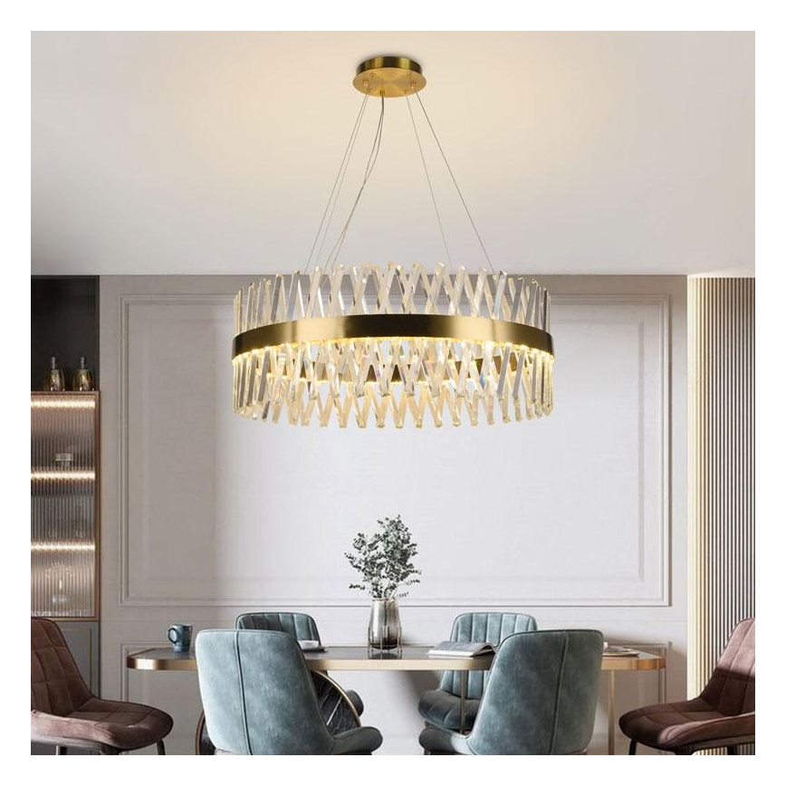 LED Dimmerabile cristallo lampadario su filo LED/110W/230V 3000-6500K oro + telecomando