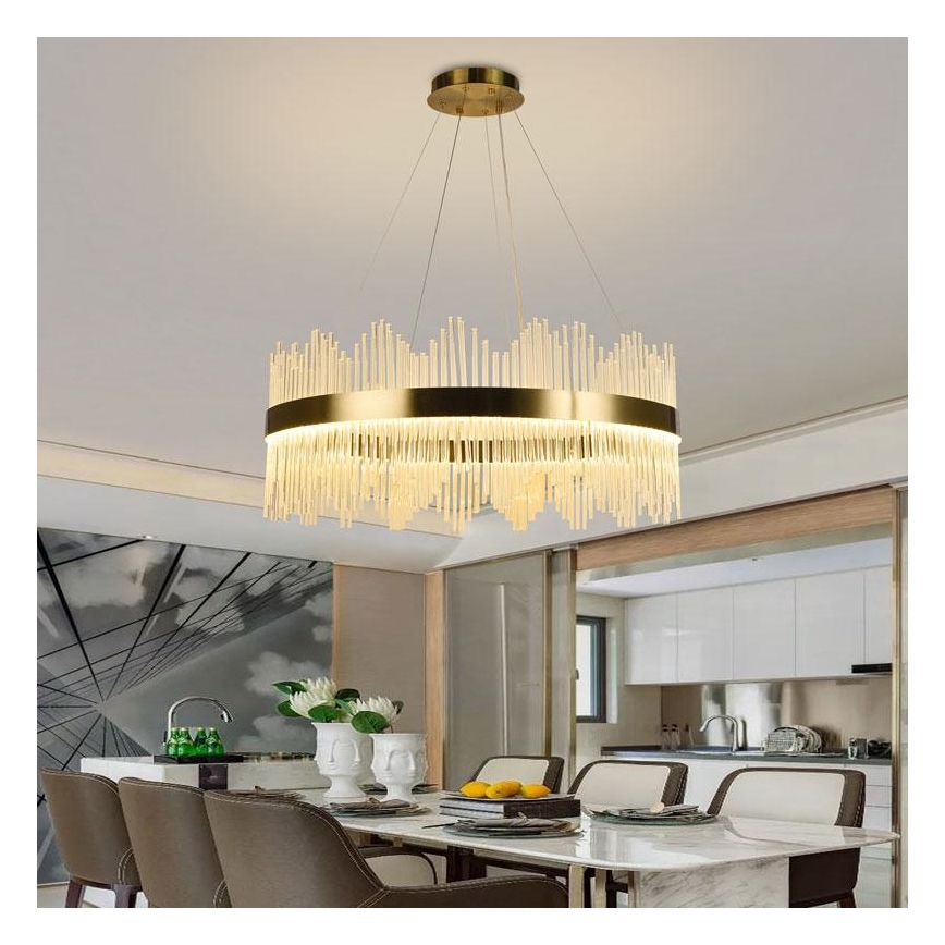 LED Dimmerabile cristallo lampadario su filo LED/110W/230V 3000-6500K oro + telecomando