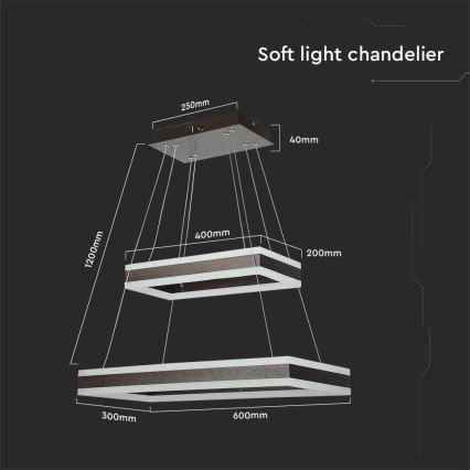 Lampadario a sospensione con filo LED dimmerabile LED/113W/230V 3000K marrone