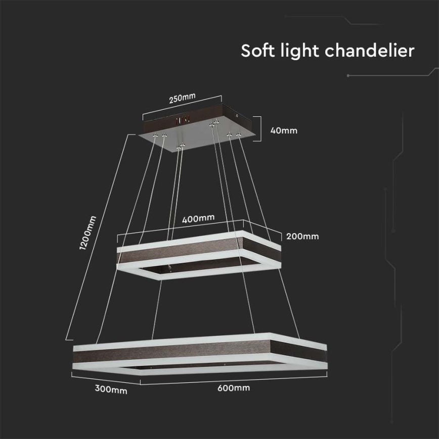 Lampadario a sospensione con filo LED dimmerabile LED/113W/230V 3000K marrone