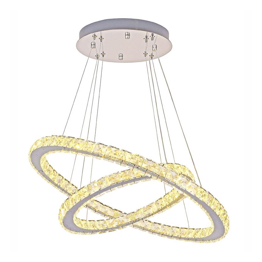 LED Dimmerabile cristallo lampadario su filo LED/115W/230V 3000-6500K argento + telecomando