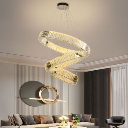 LED Lampadario di cristallo dimmerabile a filo LED/115W/230V 3000-6500K cromo lucido + telecomando
