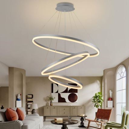 Lampadario a sospensione con filo LED dimmerabile LED/125W/230V 3000-6500K diametro 80 cm + telecomando