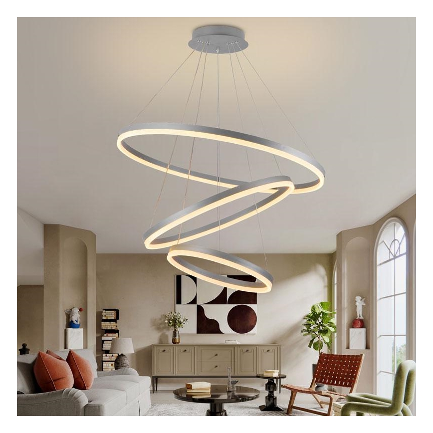 Lampadario a sospensione con filo LED dimmerabile LED/125W/230V 3000-6500K diametro 80 cm + telecomando
