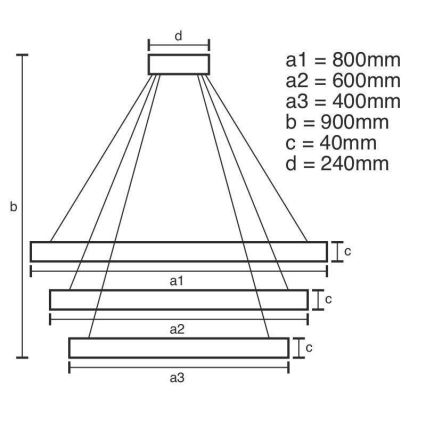 Lampadario a sospensione con filo LED dimmerabile LED/125W/230V 3000-6500K + telecomando