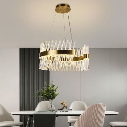 LED Dimmerabile cristallo lampadario su filo LED/130W/230V 3000-6500K oro + telecomando