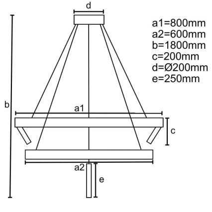 Lampadario a sospensione con filo LED dimmerabile LED/140W/230V 3000-6500K + telecomando