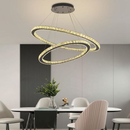 LED Dimmerabile cristallo lampadario su filo LED/160W/230V 3000-6500K argento + telecomando