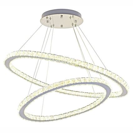 LED Dimmerabile cristallo lampadario su filo LED/160W/230V 3000-6500K argento + telecomando