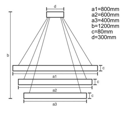 Lampadario a sospensione con filo LED dimmerabile LED/170W/230V 3000-6500K + telecomando