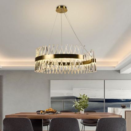 LED Dimmerabile cristallo lampadario su filo LED/175W/230V 3000-6500K oro + telecomando