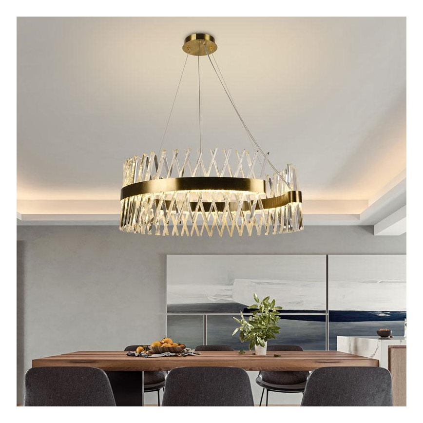 LED Dimmerabile cristallo lampadario su filo LED/175W/230V 3000-6500K oro + telecomando
