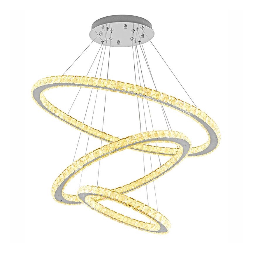 LED Dimmerabile cristallo lampadario su filo LED/210W/230V 3000-6500K argento + telecomando