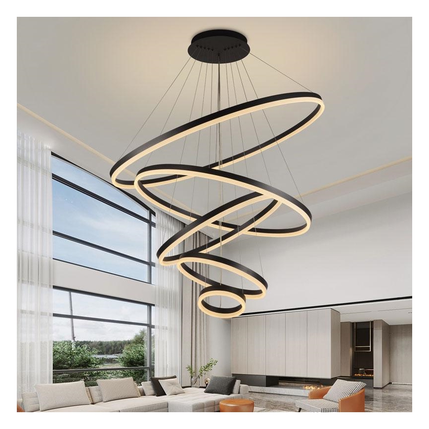 Lampadario a sospensione con filo LED dimmerabile LED/210W/230V 3000-6500K diametro 100 cm + telecomando