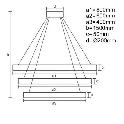 Lampadario a sospensione con filo LED dimmerabile LED/235W/230V 3000-6500K + telecomando