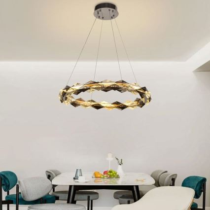 LED Lampadario di cristallo dimmerabile a filo LED/40W/230V 3000-6500K cromo lucido + telecomando