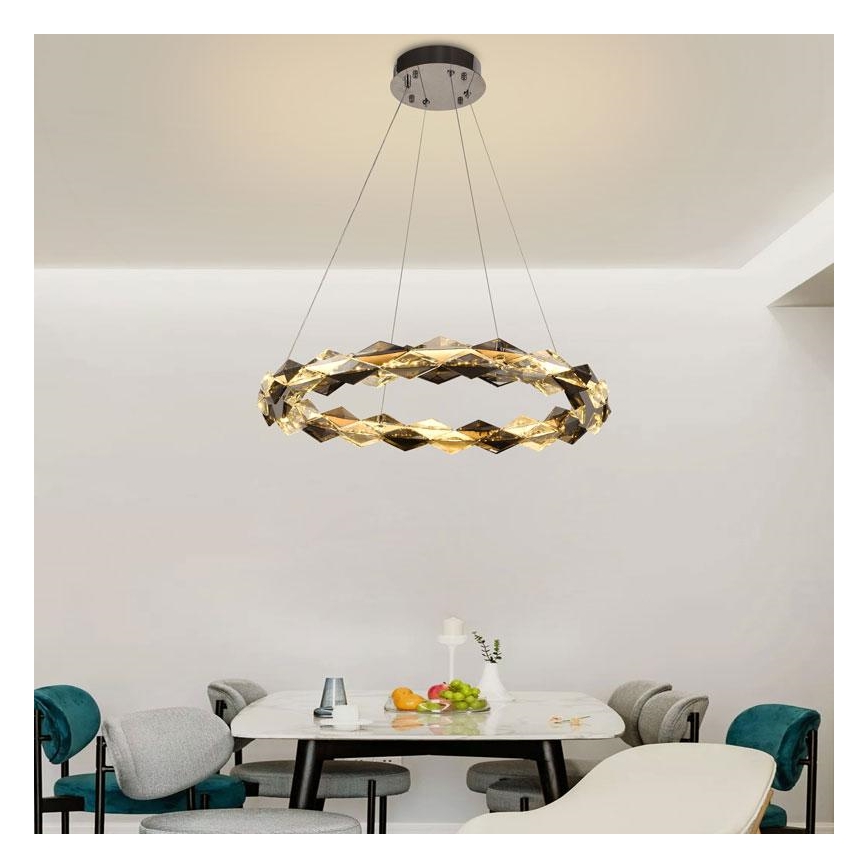 LED Lampadario di cristallo dimmerabile a filo LED/40W/230V 3000-6500K cromo lucido + telecomando