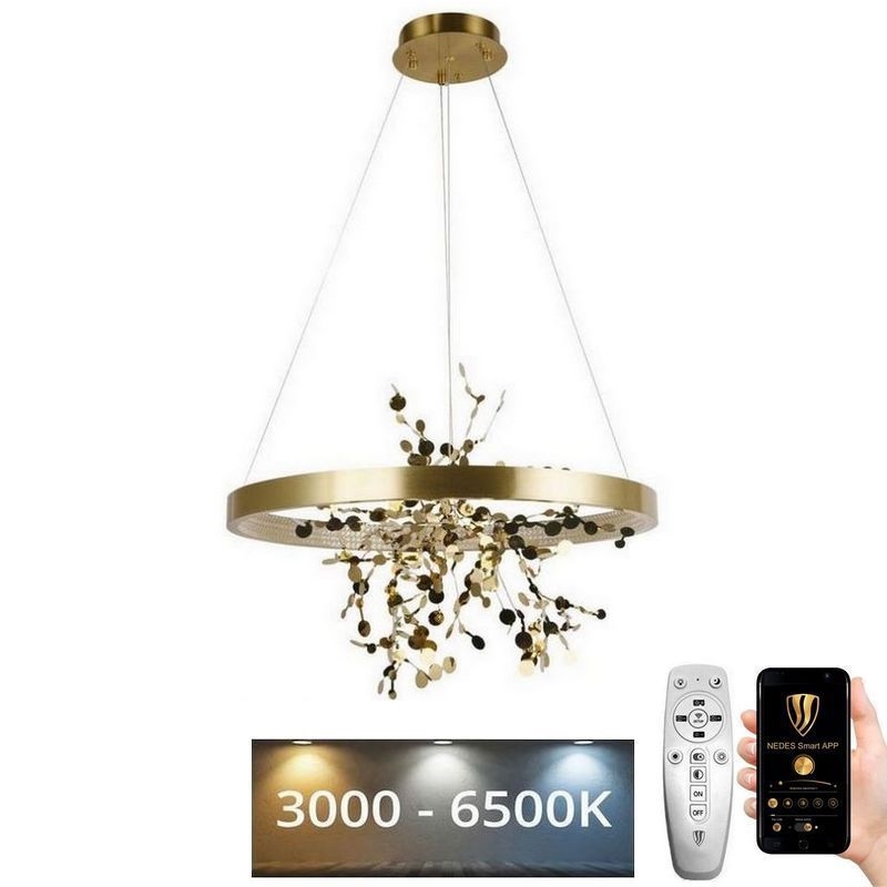 Lampadario a sospensione con filo LED dimmerabile LED/40W/230V 3000-6500K oro + telecomando