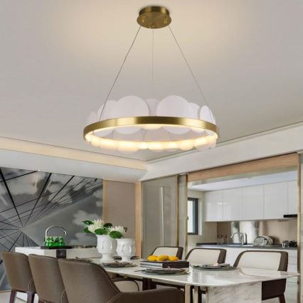 Lampadario a sospensione con filo LED dimmerabile LED/40W/230V 3000-6500K oro + telecomando